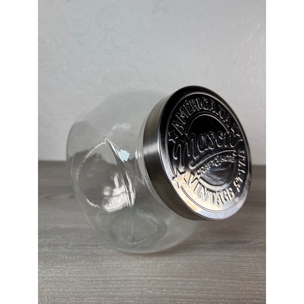 Mason Craft & More Vintage Style Tilted Glass Storage Jar 96 oz with Lid - Picture 2 of 5